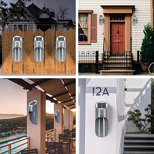 Solarbetriebene Wandlampen ,Microwear Solarleuchte mit Bewegungsmelder,Wireless IP65 Wasserdichte,LED Solar Wandleuchten für Haustür,Garten,Garage,Hinterhof (Warmes Licht)