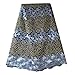 pqdaysun African Lace Fabric Nigerian French Lace Net Fabric Embroidered Fabric African Lace Fabric Swiss 5 Yards for Wedding Party F50742 (Sky Blue, 5 Yards)