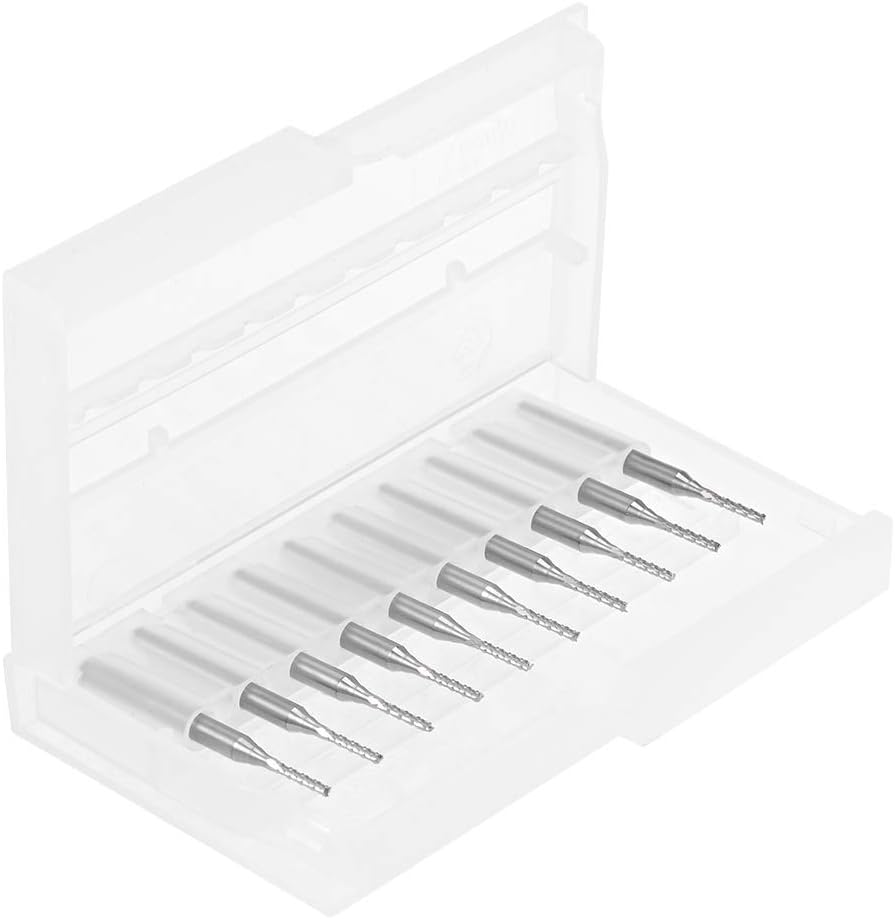 sourcing map 10Pcs 1.3mm Carbide End Mill Engraving Milling Cutter CNC Router Bits for PCB Machine 1/8" Shank - Image 5