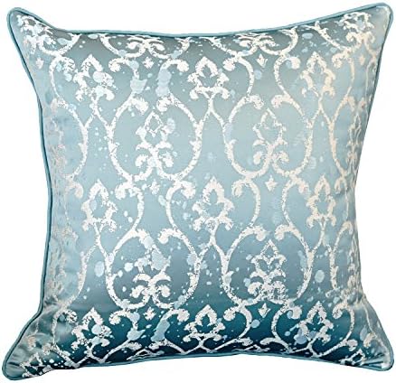 Monkeysell Blue striped Velvet Square Pillow Cover Minimalism Jacquard Pillowcase Geometric Embroidered Cushions Throw Pillow Cover for Christmas Home Decor Wedding Party (18 x 18 inch, S162A3)