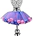 EachWell Little Girls Layered Rainbow Ribbon Tutu Skirt Dress Ballet Tiered Color #5(M)