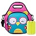 Itzi Bitzi Neoprene Insulated Children's Lunch Bag Kids Tote Toddler Backpack with Adjustable Shoulder Strap & Ice Pack Brick - Pink Owl