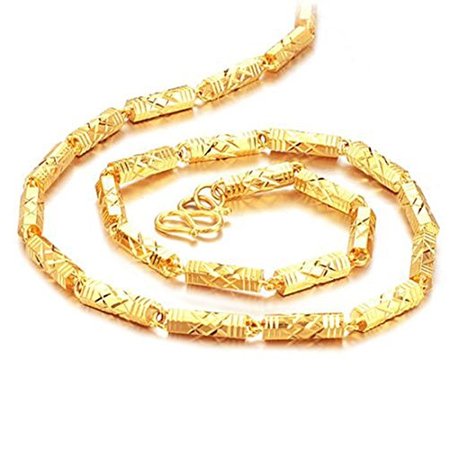 Opk Jewelry Luxury Men's Bamboo Link Necklace 18k Yellow Gold Plated Gold Necklace for Men 20.08 Inch 4mm