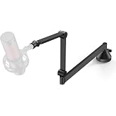InnoGear Low Profile Mic Arm Foldable Boom Arm Mic Stand Desk for Fifine | Smooth Adjustment, 360&deg; Rotation, 3.3 lb Weight Capacity, Horizontal Reach 26.1", 3/8" to 5/8" Adapter, For Desk Under 2.75"