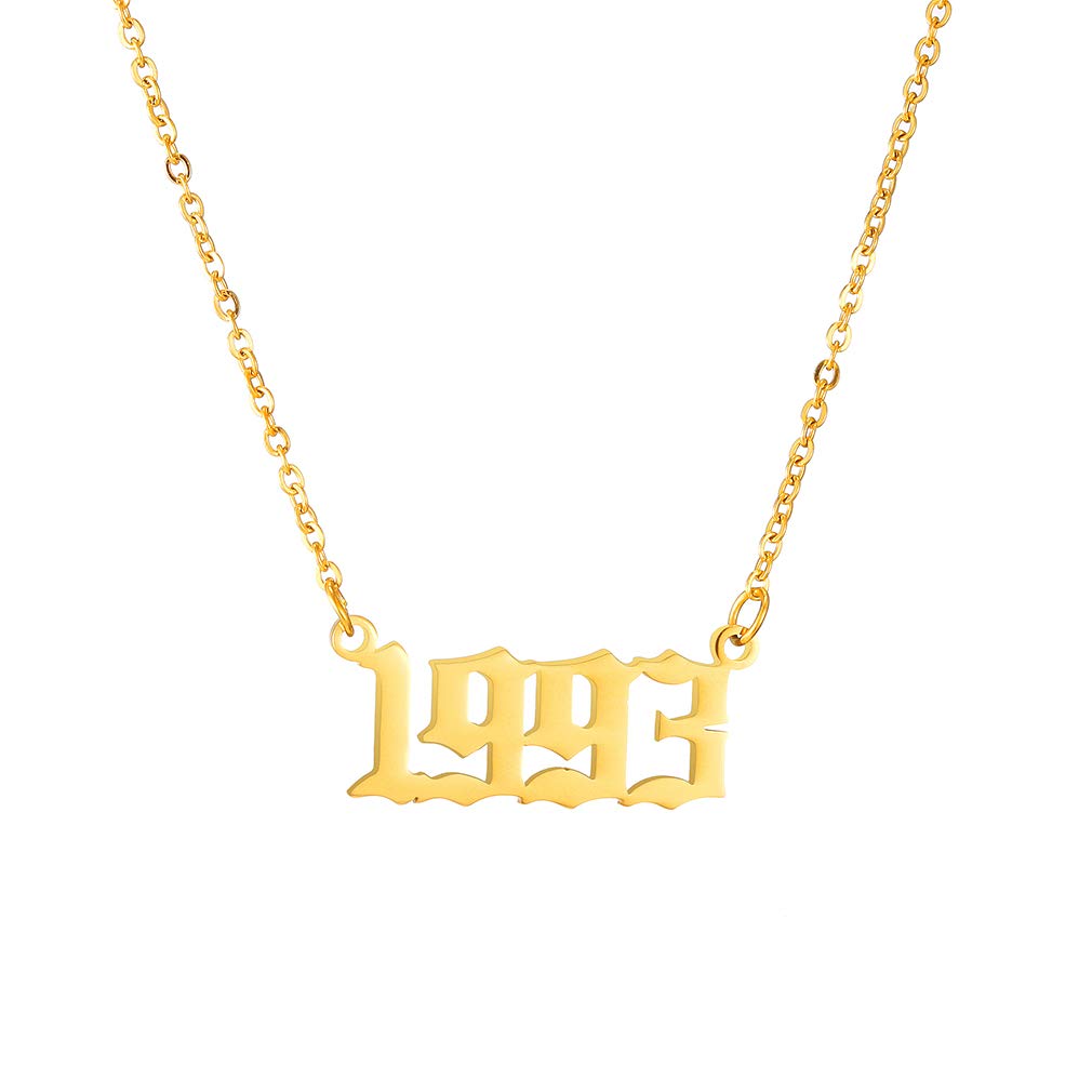 AFSTALR Birth Year Necklace for Women Girls Birthday Gifts Charm Friendship Jewellry Year Number 1993 Gold