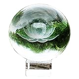 Waltz&F 60mm Inner Carving Lotus Flower Crystal Paperweight with Stand,Fengshui Crystal Ball Home Decoration