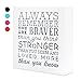 Always Remember You Are Braver Than You Think 5,5 x 5,5in by …- Inspirational gifts,Wood Wall Art & Positive Plaque, Great Gift for Mom, Sister or Grandma on the Mother Day,Birthday & etc. (s0)