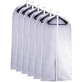 Garment Bag Clear Plastic Breathable Garment Bags Cover for Clothes Storage Suits Dress Dance Zippered Breathable Pack of 6 (