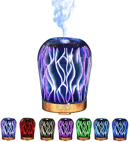 yubinyu 3D Gradient Mesh Pattern Diffuser Essential Oil Ultrasonic Cool Mist Humidifier Starburst LED Lights