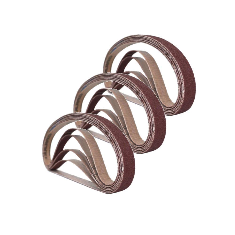 25mm x 762mm Sanding Belts, 3 Each of 60/80/100/120/240 Grits, Belt Sander Tool for Woodworking, Metal Polishing, 15 Pack Aluminum Oxide Sanding Belt