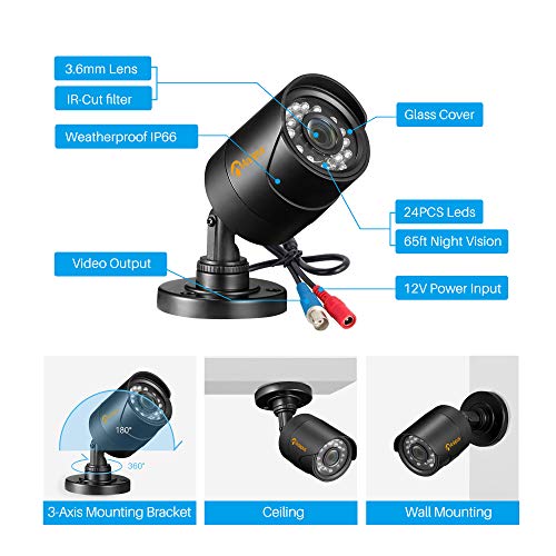 Anlapus 8CH HD-TVI Security Camera System 1080p Lite DVR Recorder with 8X HD 1280TVL Indoor Outdoor Weatherproof Surveillance CCTV Camera 1TB Hard Drive Motion Alert PC Smartphone Easy Remote Access - Thumbnail 7