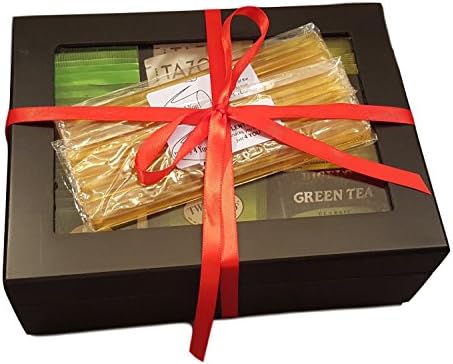 Plenty 4 You Tea Bag Variety Set 60 Count with 20 Honey Sticks Green Tea in Black Tea Chest