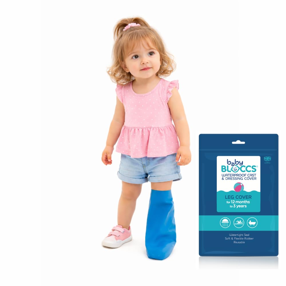Bloccs 100% Waterproof Leg Cast Cover – Baby (12–36 Months) – Reusable Shower, Bath & Swim Protector – XS