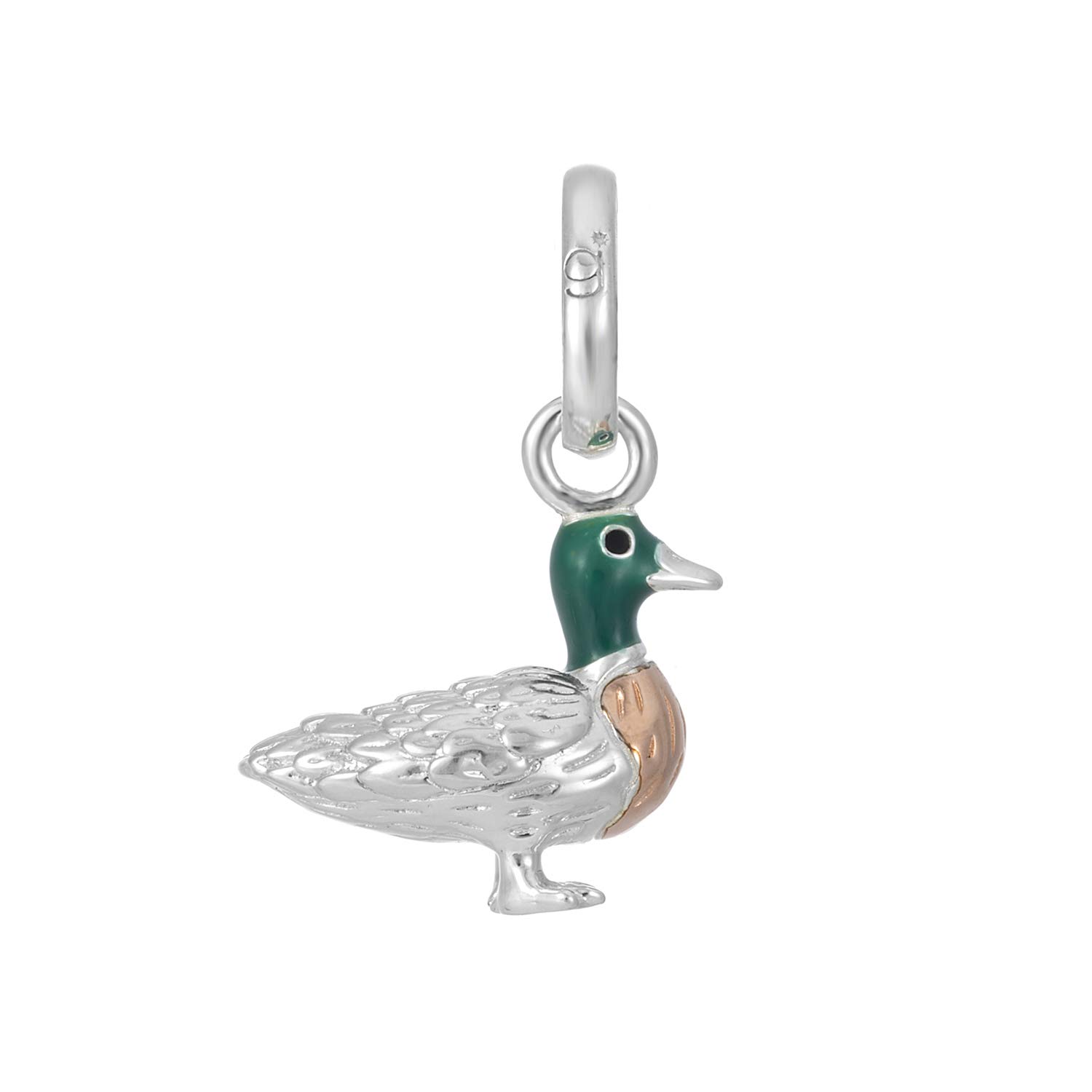 Gemma J Silver Duck Charm with rose gold detail