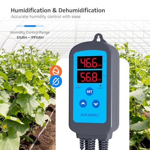 Inkbird Hygrostat Socket with Probe, Humidity Controller for Humidifier Dehumidifier Reptile Terrarium Greenhouse Incubator Incubator