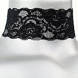 Twilight's Fancy Wide Floral Black Stretchy Elastic Lace Choker Necklace (Small)