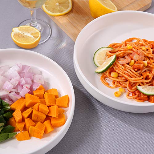 Hompiks Pasta Bowls Set of 4 Salad Pasta Bowls White Shallow Serving