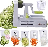 Brieftons 5-Blade Spiralizer (BR-5B-02): Strongest-and-Heaviest Duty Vegetable Spiral Slicer, Best Veggie Past
