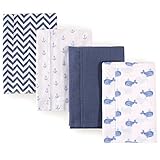 Hudson Baby Baby-Boy's 4 Pack Flannel Burp Cloths, Whales
