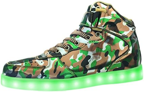 KGOING Unisex High Top Camouflage Led Light Up Shoes 11 Colors Flashing Sneakers Jungle Style