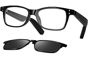 DELHI TORNADO Smart Glasses Bluetooth Audio Glasses for Women/Men, Dual Speaker Audio Eyewear with Anti-Blue Light Lenses/UV400 Polarized Lenses, Indoor/Outdoor Wearable Music Eyeglass (Black)