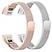 bayite Stainless Steel Bands Compatible Fitbit Alta and Alta HR, Milanese Loop Women Men Pack of 2, Silver and Rose Gold 6.7
