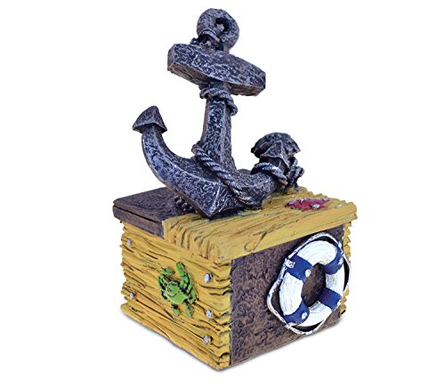 COTA Global Nautical “Anchor Jewelry Box” Figurine Ocean Ship Boat Theme Décor Handcrafted Hand Painted Trinket Treasure…