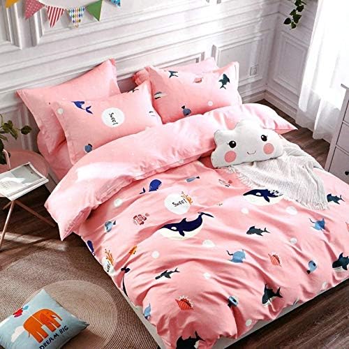 TIB Kids Polycotton Abstract Double Bedsheets with 2 Pillow Covers (Peach, 90 x 96 Inches)