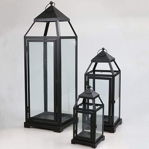 7777777 Candelabros Vela Rústica Linterna De Huracán Metal Negro