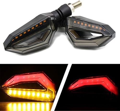 FEZZ Motorcycle LED Turn Signal Light Amber Indicators Blinkers DRL Daytime Running Lamp Red Universal DC 12V Waterproof (Pack of 2)