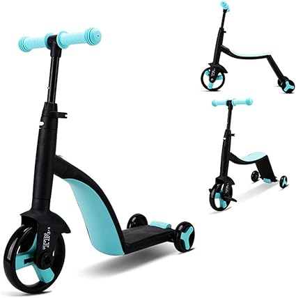 A Dw New Models Children S Toy Baby 3 Wheels Scooter 3 In 1 Children S Scooter Children S Walker Toy Car Blue Amazon De Toys Games
