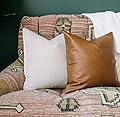 Woven Nook Decorative Throw Pillow Covers ONLY for Couch, Sofa, or Bed Set of 2 18 x 18 inch Modern Quality Design 100% Faux Leather Milo