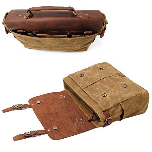 Neuleben Kameratasche Vintage Wasserdicht Canvas Leder Fototasche für DSLR Objektiv Shultertasche Aktentasche Multifungktion (Braun) – Bild 7
