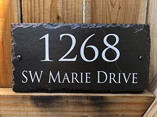 Beautifully Handcrafted and Customizable Slate Home Address Plaque (12"x8" 12"x6" or 16"x10") Personalized House Sign with and mounting hardware. Improve the curb appeal of your property