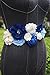 nania maternity pregnancy sash for Mon to be baby shower sash flower sash (Royal blue)