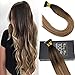 Sunny Hair 18inch Nano Bead Hair Extensions Human Hair Dark Brown Balayage Nano Hair Extensions Human Hair Invisible Nano Tip Hair Extension for Wedding 50g
