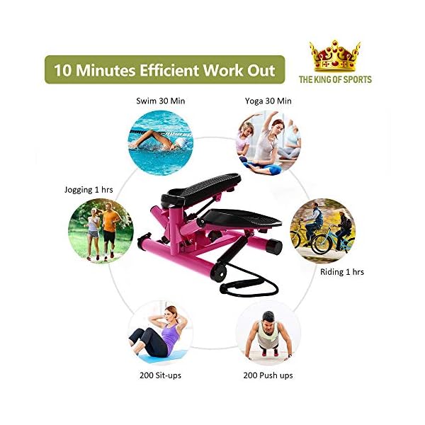 leikefitness-Premium-Portable-Twist-Stair-Stepper-Adjustable-Resistance-Twisting-Step-Fitness-Machine-with-Bands-and-LCD-Monitor-ST6610-2Purple LeikeFitness Premium Portable Twist Stair Stepper Adjustable Resistance, Twisting Step Fitness Machine with Bands and…