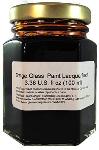 Orange Glass Paint, Professional-grade Lacquer Stain Color (100 Millilters)