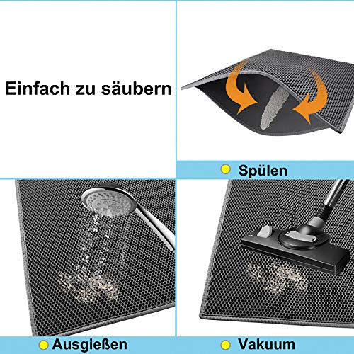 Pieviev Cat Litter Tray Mat 61 x 38 cm Honeycomb Design Cat Litter Tray Mat Waterproof Double Layer Design Honeycomb Mat (Black)., l