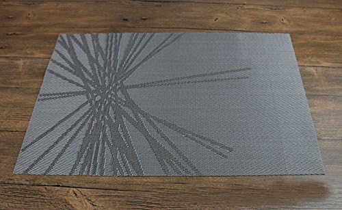 COSFY Fashion Style PVC Placemat Heat Insulation Table Mat Protector Anti-skidding,Set of 4 PC Silver