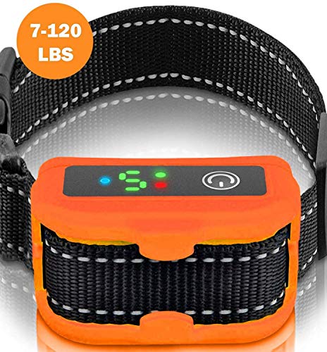 Smart Bark Collar for Dogs – 5 Adjustable Sensitivity Levels of Vibration and No Shock – Upgraded with Barking Detection Technology – Barking Dog Deterrent for Small, Large Dogs (Orange)