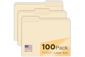 WritePads Manilla Folders Letter Size 8.5 x 11, 100 Pack, 1/3-Cut Tabs Manila File Folders, Heavyweight Durable 120LB Paper for Home, Office, School Filing, Made in USA
