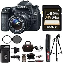 Canon EOS 70D SLR CMOS 20.2MP Digital Camera EFS 18-55mm Lens + 64GB Memory Card + Tiffen 58mm UV & CP Filters + Extra Battery + Accessory Kit