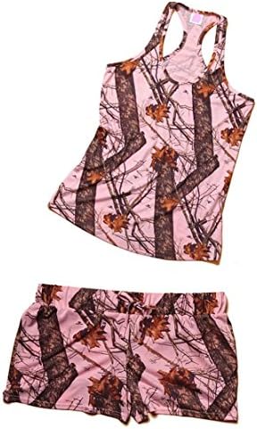 Mossy Oak Pink Racerback Tank Top + Shorts Loungewear Pjs 2PC Jrs XL