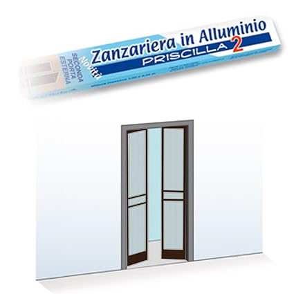 Zanzariera 2 Porte Battente 150x240cm Riducibile Marrone