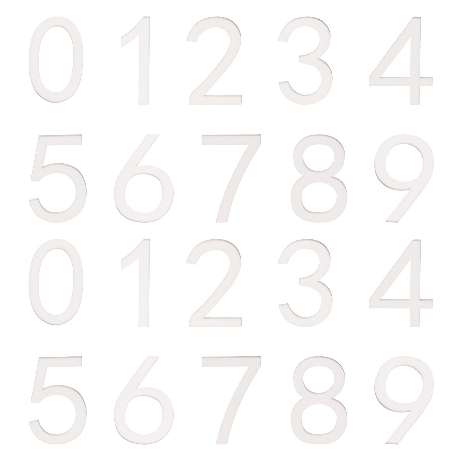 Photo 1 of **************missing the "0"s and the "1"s.**********
uxcell 20Pcs Self Adhesive Mailbox Numbers, 4" Acrylic Door Address Sign Stickers, Raised 3D Effect, for Residence, Apartment, Office Room, Mailbox (Number 0-9, White)