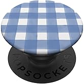 Cornflower Blue Gingham Check PopSockets Adhesive PopGrip