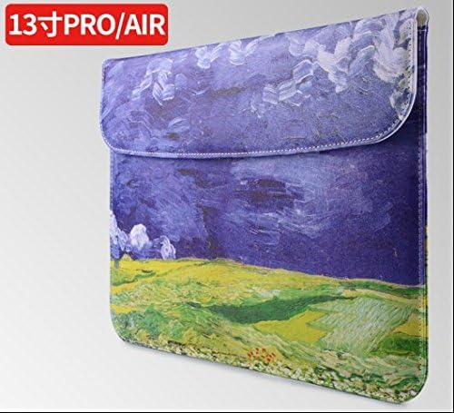 Scabell Water-resistant PU Leather Sleeve for iPad Pro, MacBook Air and Pro, Notebook,13 Inch (Dark clouds over rice fields)