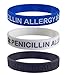 3 Pack - PENICILLIN ALLERGY Medical Alert ID Silicone Bracelet Wristbands
