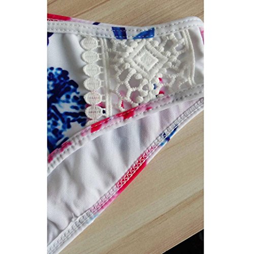 Womens Bathing Suit Swimsuit Floral Bandage Bikini Set Push-up Padded Bra Swimwear Summer Beachwear (S, White) Top Bottom